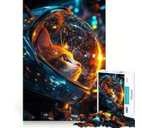 Rompecabezas de 1000 Piezas con diseño de Gato Espacial Astronauta para Adultos Juguete para ejercitar la Mente y Relajarse Corte de precisión Regalo Elegante (50x75cm)