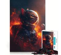Rompecabezas de 1000 Piezas con diseño de Gato Espacial Astronauta Regalos para Adultos Juguete Que desafía la Mente Fácil de armar Corte preciso (38x26cm)