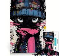 Rompecabezas de 1000 Piezas con diseño de Gato estilizado con Gorro y Bufanda para Adultos Ideal para Fortalecer la Memoria y Disfrutar en Familia Diseño de patrón para armar Elige tu Deseo