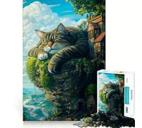 Rompecabezas de 1000 Piezas con diseño de Gato Gigante durmiendo para Adultos Juguete de lógica Avanzada para el hogar y el Ocio Diseño preciso Regalo conmovedor 50x75cm