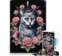 Rompecabezas de 1000 Piezas con diseño de Gato gótico y Rockabilly,Arte de Corte preciso,lógica,Juego Relajante,Regalo Divertido de cumpleaños (38x26cm)