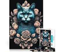 Rompecabezas de 1000 Piezas con diseño de Gato gótico y Rockabilly,Bordes definidos,decoración,Juego cognitivo,Juguete fácil de Usar,Divertido, Ocio (38x26cm)