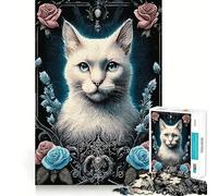 Rompecabezas de 1000 Piezas con diseño de Gato gótico y Rockabilly,Bordes Finos,Ideal para desarrollar la Mente,Relajarse y Disfrutar de la Navidad Regalo artístico (50x75cm)
