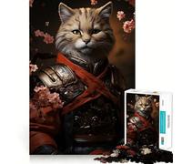 Rompecabezas de 1000 Piezas con diseño de Gato Guerrero y Flor de Cerezo,Bordes Lisos,Juego Creativo,Juguete para Pasar un rato Agradable,Regalo Divertido de cumpleaños (38x26cm)