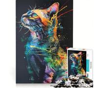 Rompecabezas de 1000 Piezas con diseño de Gato, Juguete Educativo, Juego de Velocidad Manual, con Piezas de Formas aleatorias Que encajan Perfectamente 50x75cm