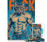 Rompecabezas de 1000 Piezas con diseño de Gato Luchador (Meme),Corte Premium,Juguete para ejercitar la Mente,diversión y Entretenimiento,Regalo de cumpleaños (38x26cm)