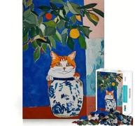 Rompecabezas de 1000 Piezas con diseño de Gato Naranja en un jarrón para Adolescentes Juguete para desarrollar la Mente Diseño Divertido y Relajante armar (38x52cm)