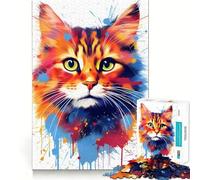 Rompecabezas de 1000 Piezas con diseño de Gato Naranja para Adolescentes Juego Mental Juguete para el hogar Corte preciso (50x75cm)