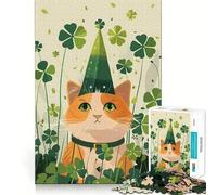 Rompecabezas de 1000 Piezas con diseño de Gato Naranja para el Día de San Patricio, Ideal para Adolescentes Juguete para desarrollar la Mente, Divertido y fácil de armar (50x75cm)