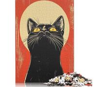 Rompecabezas de 1000 Piezas con diseño de Gato Negro Estilo Vintage. Rompecabezas Cuadrado Creativo para Adultos. Juego desafiante de Papel. 38 x 26 cm / 1000 Piezas.