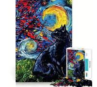 Rompecabezas de 1000 Piezas con diseño de Gato Negro y articulaciones afiladas,Juguete de construcción Que fomenta la concentración,Juego Tranquilo,Ideal para divertirse en cumpleaños 38x52cm
