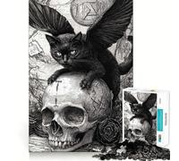 Rompecabezas de 1000 Piezas con diseño de Gato Negro y Bruja,Corte preciso,desafío Inteligente y Divertido,Ideal para el Ocio 50x75cm