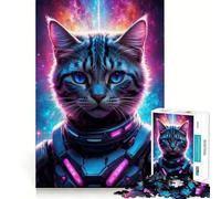 Rompecabezas de 1000 Piezas con diseño de Gato neón para Gamers,Ajuste, Arte,desafío Mental,Juguete,Juego Divertido para el Tiempo Libre,Regalo de cumpleaños (38x52cm)