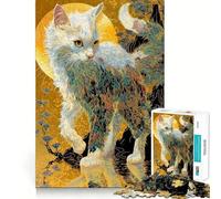 Rompecabezas de 1000 Piezas con diseño de Gato ornamentado en un Paisaje Dorado Ideal para Adolescentes Juguete para desarrollar la lógica y la Capacidad de relajación Corte preciso Regalo Ideal