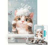Rompecabezas de 1000 Piezas con diseño de Gato para la Hora del baño,Bordes Suaves,Juego Divertido y Relajante,Regalo de cumpleaños (38x26cm)