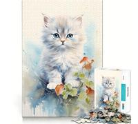 Rompecabezas de 1000 Piezas con diseño de Gato Persa Adulto en Acuarela Juego Mental Divertido con tecnología Avanzada de Corte láser Un desafío entretenido para Pasar el Tiempo (38x26cm)