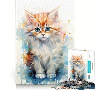 Rompecabezas de 1000 Piezas con diseño de Gato Persa Adulto en Acuarela Juego Mental Divertido con tecnología Avanzada de Corte láser Un desafío entretenido para Pasar el Tiempo (38x52cm)