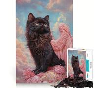 Rompecabezas de 1000 Piezas con diseño de Gato Persa con alas Rosas, Ideal para Adolescentes Juguete para ejercitar la Mente Regalo de Temporada Momento de Tranquilidad (50x75cm)
