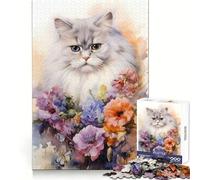 Rompecabezas de 1000 Piezas con diseño de Gato Persa en Acuarela para Adolescentes Ideal para ejercitar la Mente Fácil de Usar Corte láser Un Regalo Encantador (50x75cm)