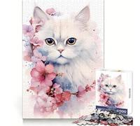 Rompecabezas de 1000 Piezas con diseño de Gato Persa en Acuarela para Adultos Ideal para Entrenar la concentración, Practicar un pasatiempo Tranquilo y Crear un Regalo Memorable (50x75cm)