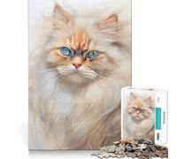 Rompecabezas de 1000 Piezas con diseño de Gato Persa para Adultos Juguete para el hogar Disfrute de un Corte Fino Regalo Ideal para Navidad (38x26cm)
