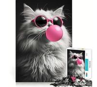 Rompecabezas de 1000 Piezas con diseño de Gato Persa y Chicle, Ideal para Adultos Juguete de lógica Estimulante, Juego Relajante, Bordes Transparentes, Regalo conmovedor (38x52cm)