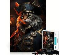 Rompecabezas de 1000 Piezas con diseño de Gato Pirata uniformado,Ideal para divertirse resolviendo Problemas,un Juego Tranquilo para Pasar el rato (38x26cm)