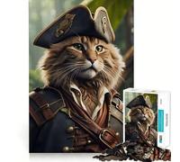 Rompecabezas de 1000 Piezas con diseño de Gato,Piratas Divertidos,Arte de Corte preciso,lógica,Juego Relajante,Regalo Divertido de cumpleaños (50x75cm)