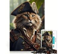 Rompecabezas de 1000 Piezas con diseño de Gato,Piratas Divertidos,Arte de Corte preciso,lógica,Juego Relajante,Regalo Divertido de cumpleaños (38x26cm)