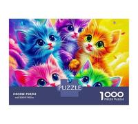 Rompecabezas de 1000 Piezas con diseño de Gato psicodélico, Acabado Mate, Ideal para Adolescentes, para un día lluvioso, para Interiores, Ocio, diversión, 38 x 26 cm (1000 Piezas)