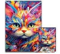 Rompecabezas de 1000 Piezas con diseño de Gato psicodélico Colorido, desafiante, Divertido y Familiar, Adolescentes, 50x75cm/19,68x29,52 Pulgadas.