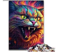 Rompecabezas de 1000 Piezas con diseño de Gato psicodélico Colorido. Desafiante Rompecabezas Que desarrolla la coordinación Ojo-Mano. Perfecto para Regalos de cumpleaños (tamaño 26x38cm).