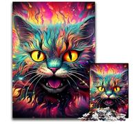 Rompecabezas de 1000 Piezas con diseño de Gato psicodélico, Colorido y desafiante Rompecabezas para Adolescentes, Juego Interactivo Divertido para Toda la Familia, 26x38cm/10,23x14,96 Pulgadas.