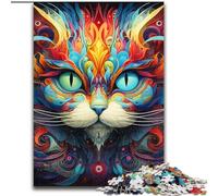 Rompecabezas de 1000 Piezas con diseño de Gato psicodélico Familiares y Amigos. Un desafío para la Mente (tamaño 50x75cm).