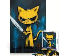 Rompecabezas de 1000 Piezas con diseño de Gato psicópata para Adultos, Juguete para ejercitar la Mente, Alivio del estrés, decoración de Pared con Bordes definidos (50x75cm)