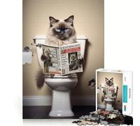 Rompecabezas de 1000 Piezas con diseño de Gato Ragdoll en el Inodoro, Ideal para Adolescentes Mejora la Memoria Diseño Casual y Relajante Corte nítido Arte Decorativo (38x52cm)