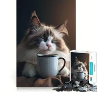 Rompecabezas de 1000 Piezas con diseño de Gato Ragdoll y Gatito, Ideal para Adolescentes Mejora la Memoria y el vínculo Familiar Bordes precisos Regalo Original (50x75cm)