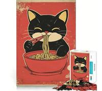 Rompecabezas de 1000 Piezas con diseño de Gato Ramen para Adolescentes Juguete de lógica Clara Tiempo de Paz Corte Lista de Deseos de Papá Noel (50x75cm)