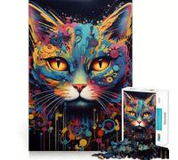 Rompecabezas de 1000 Piezas con diseño de Gato Robot cíborg para Adultos: Ayuda a Mejorar la Memoria, Calma Mental y es un Regalo Creativo (50x75cm)