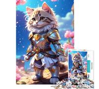 Rompecabezas de 1000 Piezas con diseño de Gato samurái Juguete Educativo adictivo para Cultivar la Paciencia y aliviar el estrés Regalo de cumpleaños (tamaño 50x75cm)