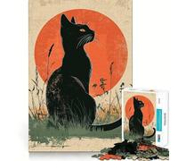 Rompecabezas de 1000 Piezas con diseño de Gato siamés al Atardecer para Adultos Regalo Ideal para ejercitar la Mente, relajar el Cerebro y Disfrutar del Arte Un Regalo Memorable 38x52cm