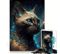 Rompecabezas de 1000 Piezas con diseño de Gato siamés para Adolescentes Juego Inteligente para fomentar la convivencia y Crear una Obra de Arte 38x26cm
