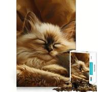 Rompecabezas de 1000 Piezas con diseño de Gato siamés y café para Adolescentes Juego Inteligente para Crear vínculos afectivos Obra de Arte para armar 38x52cm