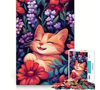 Rompecabezas de 1000 Piezas con diseño de Gato Sonriente Entre Flores para Adolescentes Juguete cognitivo Juego de Mesa Bordes Premium Elige tu Deseo de Papá Noel 50x75cm