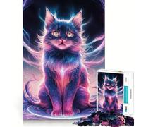 Rompecabezas de 1000 Piezas con diseño de Gato y Galaxia,Ideal para Decorar,estimular el Pensamiento lógico y la Mente, Relajarse y Disfrutar de la Navidad Regalo Ideal (38x52cm)