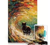 Rompecabezas de 1000 Piezas con diseño de Gato y Olas,Bordes impecables,Divertido Rompecabezas,Regalo para Relajarse,Juego de cumpleaños,Regalo artístico (50x75cm)