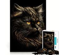 Rompecabezas de 1000 Piezas con diseño de Gatos persas en Negro y Dorado para Adolescentes Juguete para desarrollar la Capacidad Mental y Relajarse Corte preciso (38x52cm)