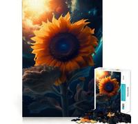 Rompecabezas de 1000 Piezas con diseño de Girasol, Tierra, Sol y Luna para Adultos Juguete de lógica Mental, antiestrés, Corte Firme, Regalo increíble 38x26cm