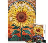 Rompecabezas de 1000 Piezas con diseño de Girasol Vibrante en vidriera para Adultos Ideal para el Bienestar Mental, la relajación y como Regalo Festivo (38x26cm)
