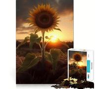 Rompecabezas de 1000 Piezas con diseño de Girasoles al Atardecer y Nubes para Adultos Juguete Inteligente, Divertido y silencioso Corte preciso 38x26cm